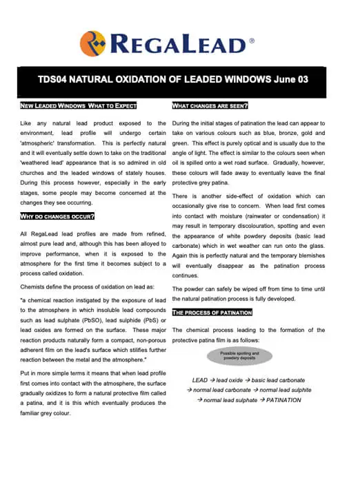 TDS04 Natural Oxidation of Leaded Windows